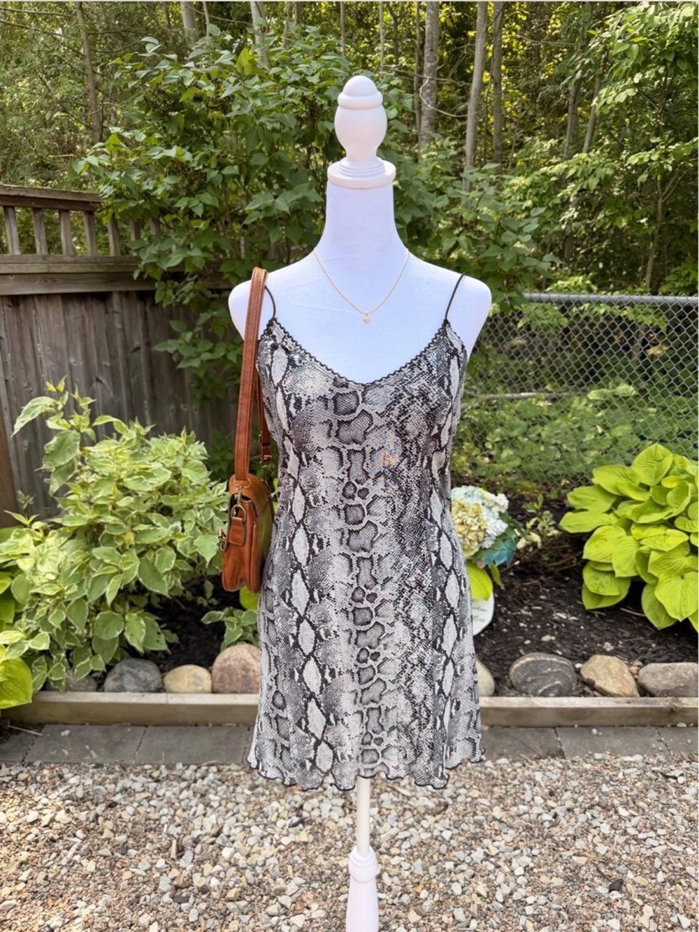 Garage Snake Print Mini Dress in Black and Cream